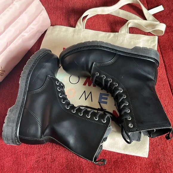 DEMONIA BOLT-200 | BLACK VEGAN LEATHER COMBAT BOOTS - Picture 10 of 12